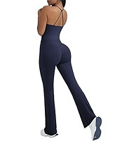 OMKAGI 2 Piece Workout Sets for Women Padded Tank Tops Flare Leggings Pilates Outfits | Amazon (US)
