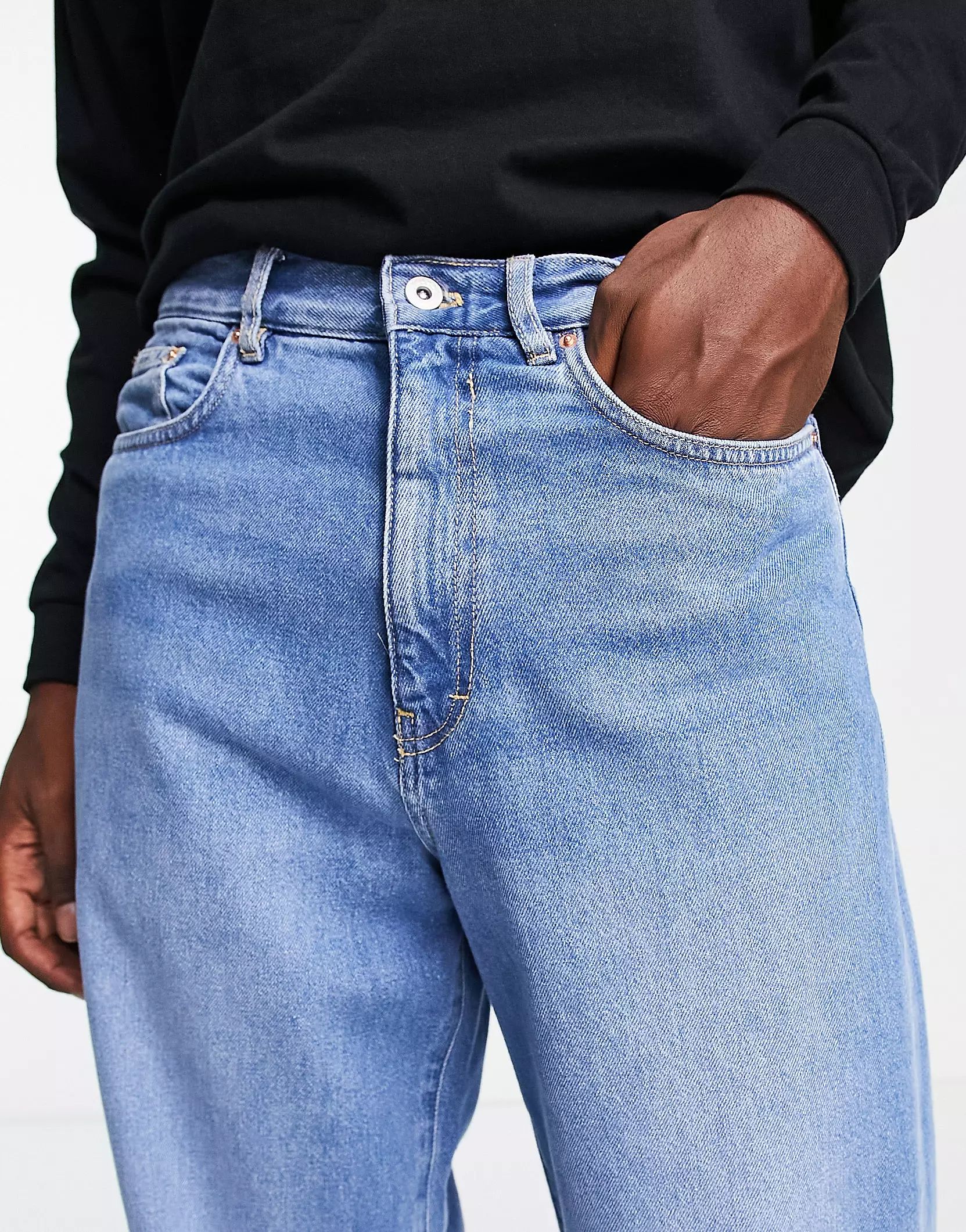 Stan Ray 5-pocket wide mid wash jeans in blue | ASOS (Global)