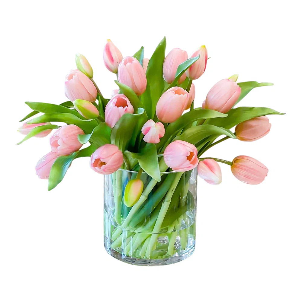 Tulip Arrangement in Vase | Wayfair North America