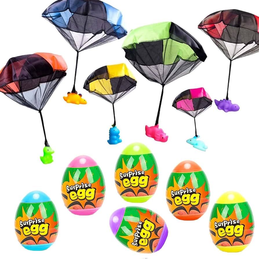 Easter Basket Stuffers,6 Pack Easter Eggs with Dinosaur Parachute Toy Inside for Kids Girls Boys ... | Amazon (US)