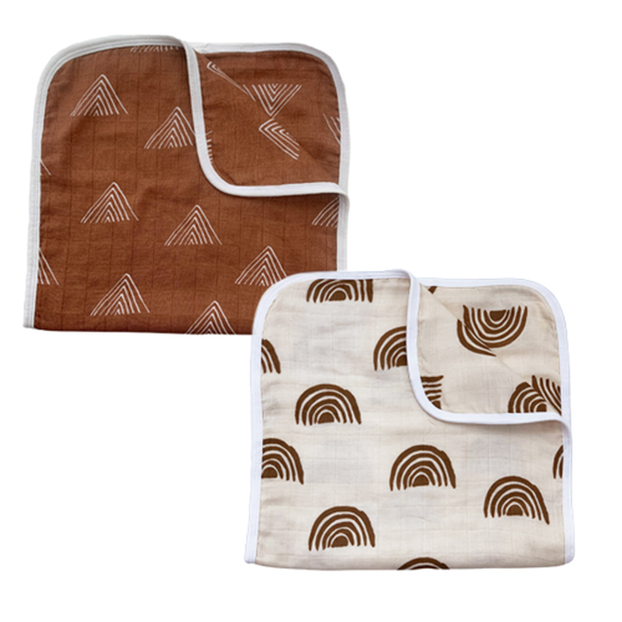2-Pack Muslin Burp Cloths, Rust Mountain/Gold Rainbow | SpearmintLOVE