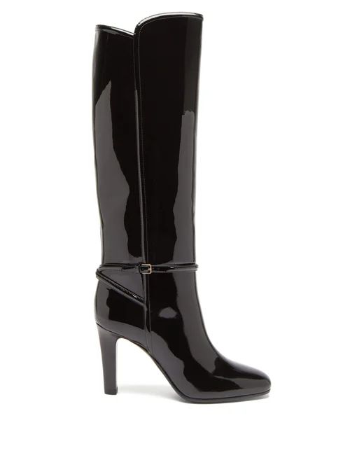 Saint Laurent - Jane Knee-high Patent-leather Boots - Womens - Black | Matches (US)