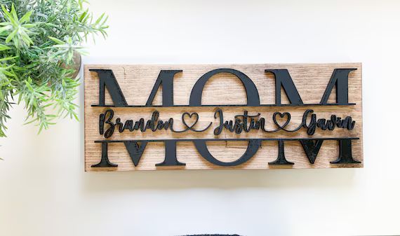 Personalized Mother's Day Gift | Mom Gift From Kids | 3D Personalized Mom Sign with Children Name... | Etsy (US)