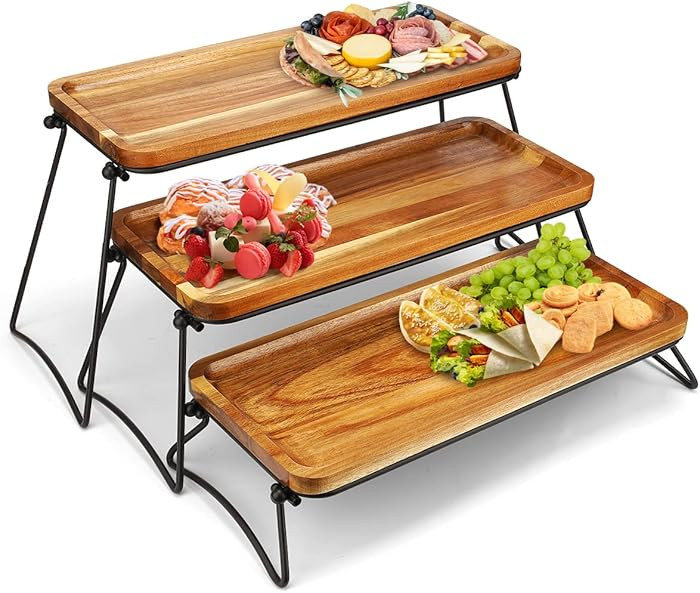 Manspdier 3 Tier Cupcake Stand & Towers Serving Tray for Party, Acacia Wooden Dessert Table Displ... | Amazon (US)