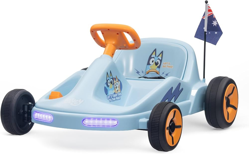 Bluey 6V Electric Go Kart for Kids, Electric Ride-On Toy with Lights, MP3 Jack, Remote Control, S... | Amazon (US)
