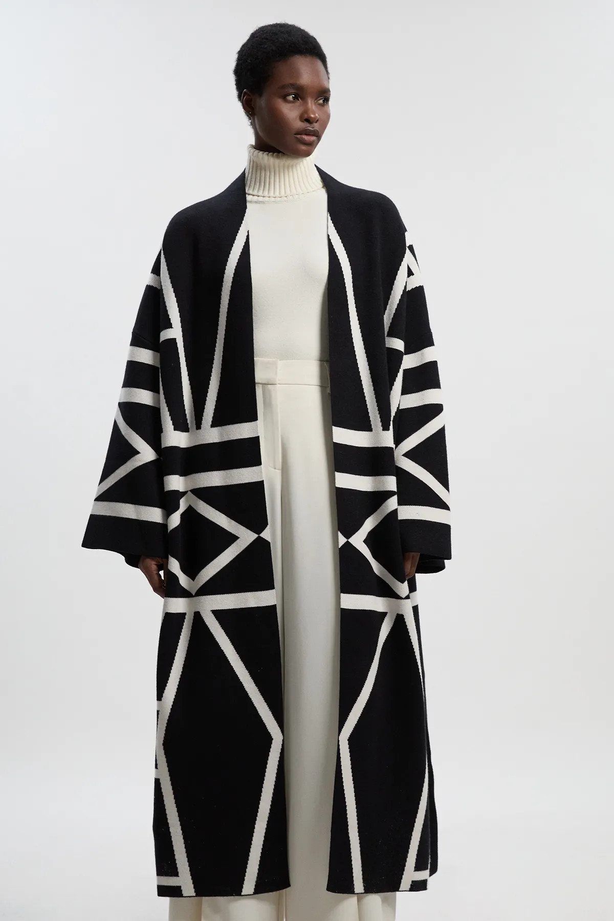 Abstract Jacquard Knit Midi Coatigan | Karen Millen UK + IE + DE + NL