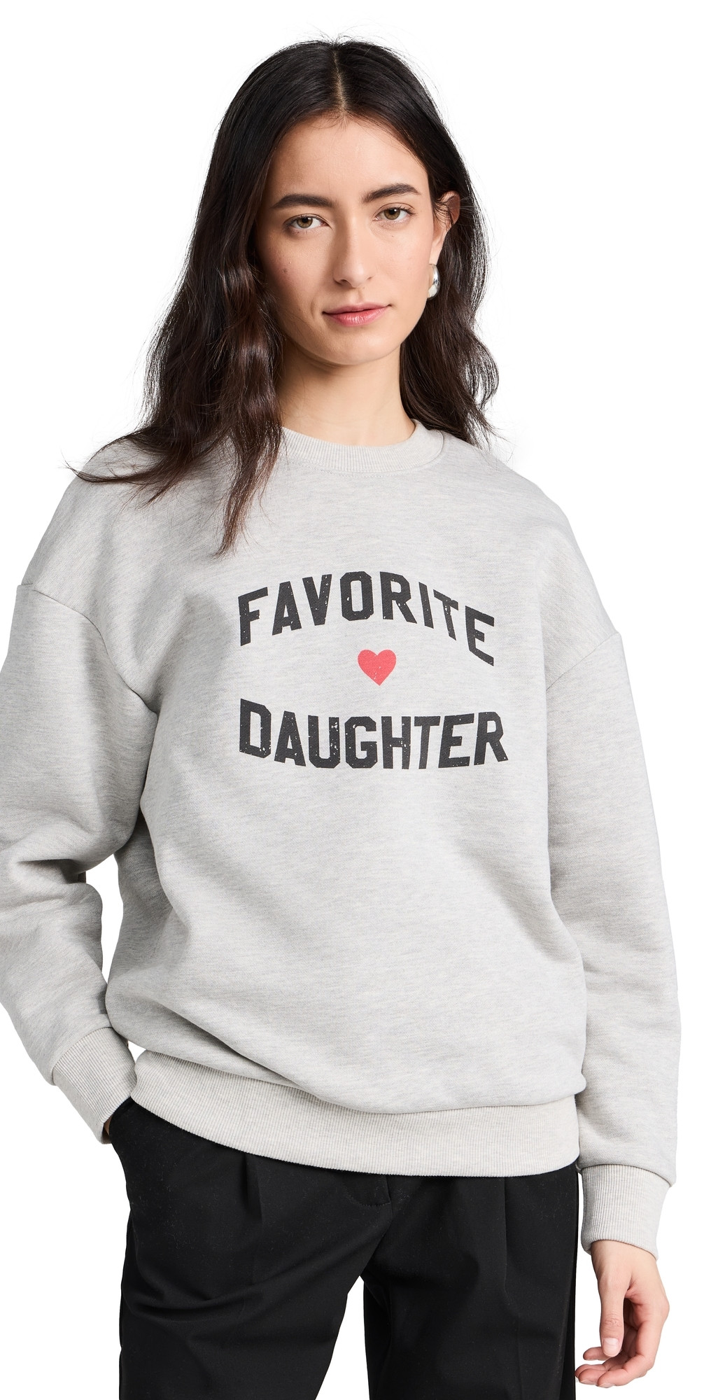 Favorite Daughter Favorite Daughter Heart Logo Sweatshirt Heather Grey XL | Shopbop