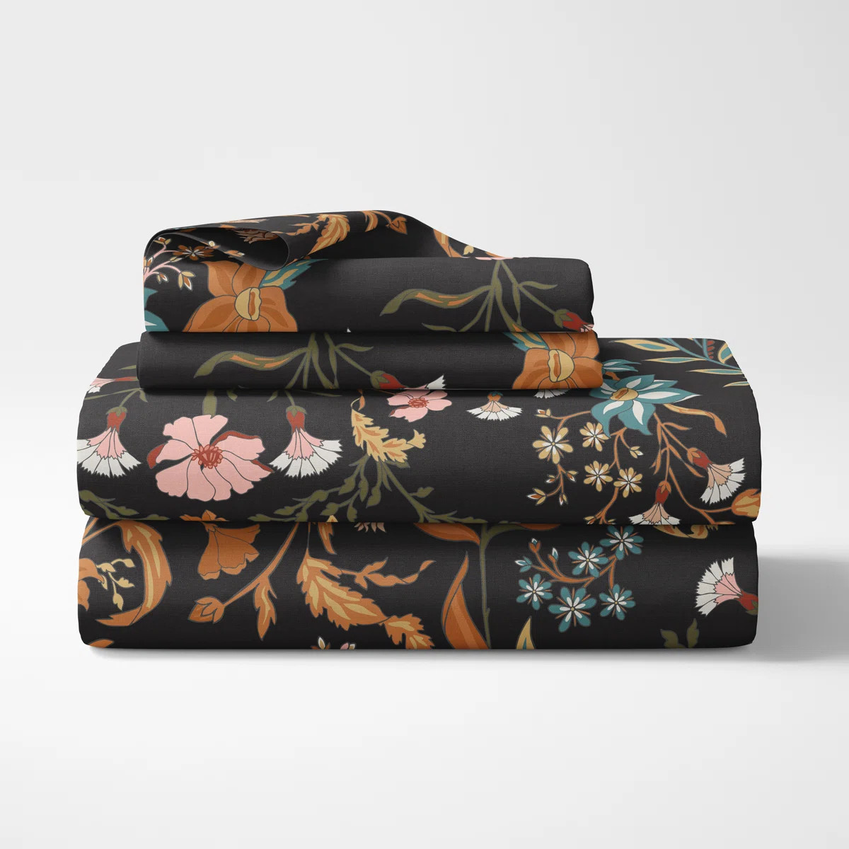 Boho Floral Wildflower Black and Orange Sheet Set by Sweet Jojo Designs | Wayfair North America