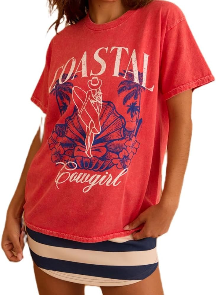 Womens Oversized Baggy Loose Fit T Shirts Graphic Print Short Sleeve Cute Teen Girls Preppy Y2k G... | Amazon (US)