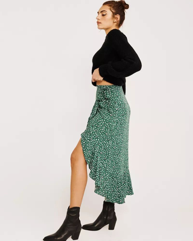 Ruffle Wrap Midi Skirt | Abercrombie & Fitch US & UK