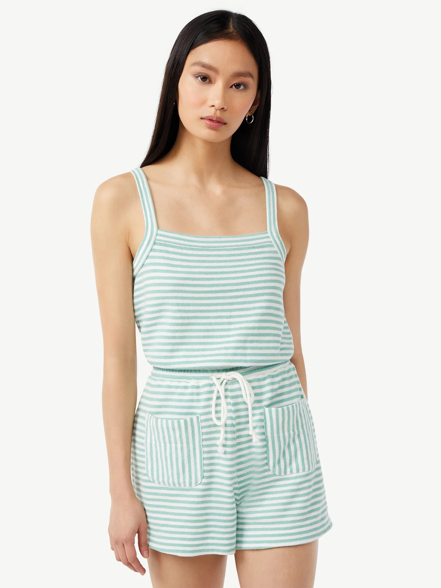 Free Assembly Women's Sleeveless Cotton Romper - Walmart.com | Walmart (US)