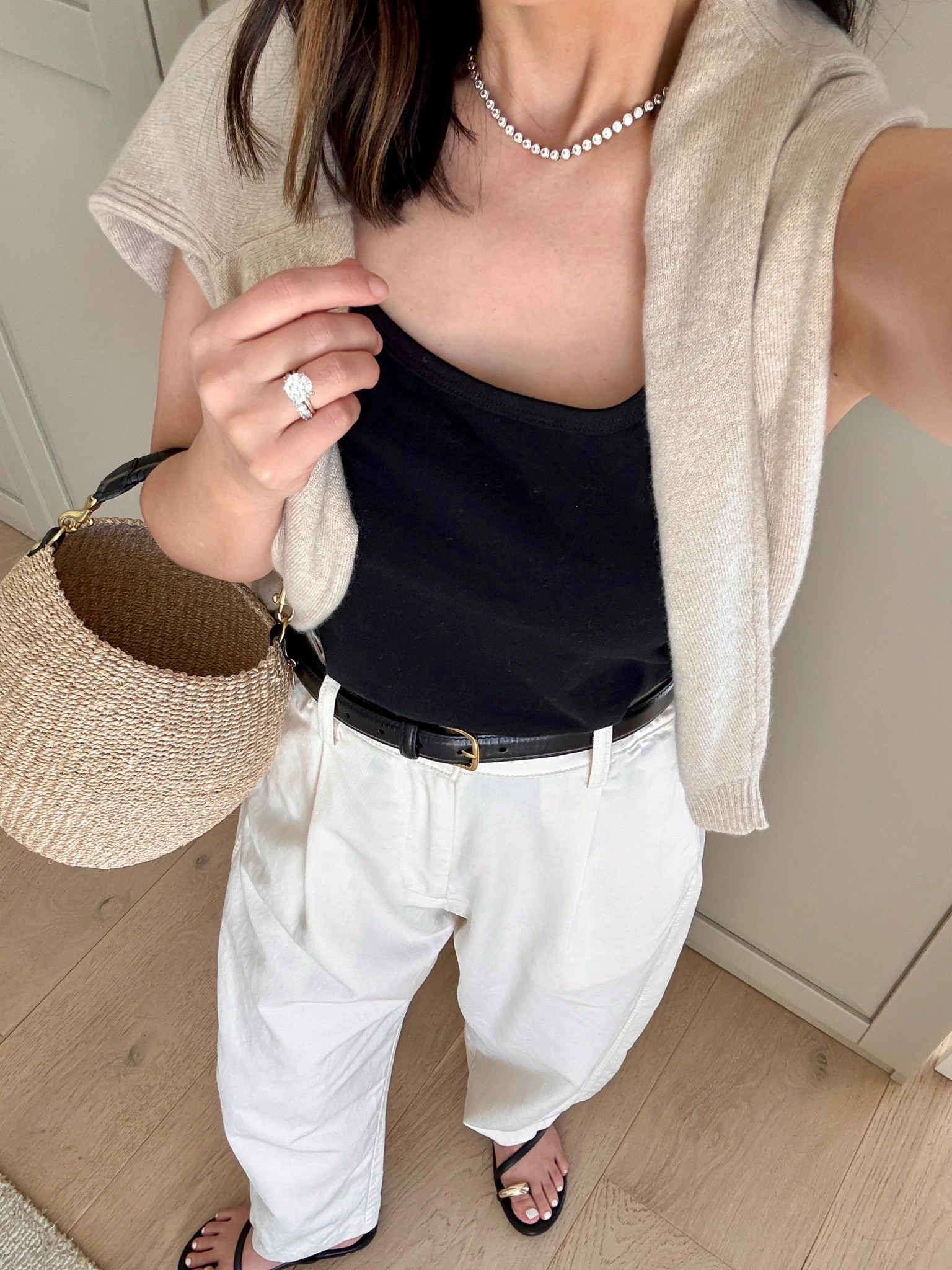 Date night outfits using wardrobe staples - swap your jeans for trosuers. Love these ones from Madewell. 

Reformation tank small - old, linked similar
Madewell trousers regular 2 
Beek sandals 5 - old
J.crew cashmere sweater xs
Clare v bag - old
YSL sunglasses 
Aritzia belt 

Petite style, date night outfits, spring outfits 2026 

#LTKootd #LTKmomlife #LTKPetite