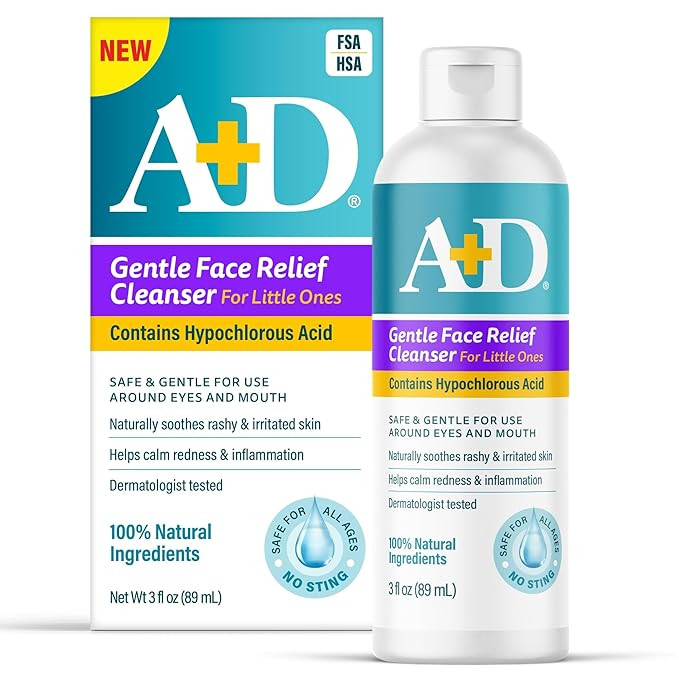 A+D Gentle Face Relief Cleanser for Little Ones, Hypochlorous Acid, 3 oz | Amazon (US)