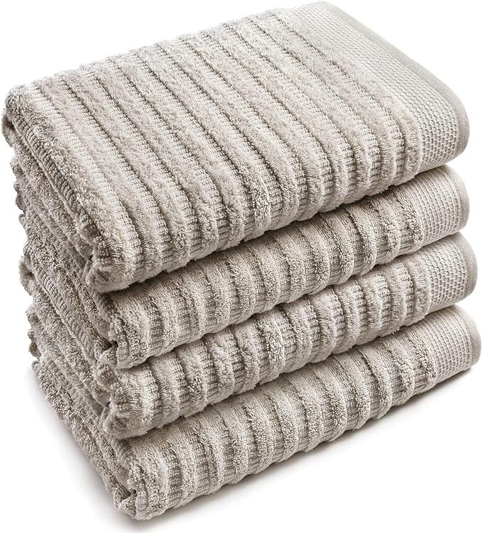 Pure Organic Cotton Bath Towel Set - 100% Soft Cotton - Extra Absorbent and Durable - 500 GSM Qui... | Amazon (US)