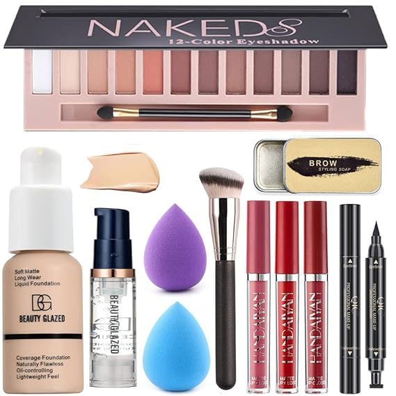 All in One Makeup Kit For Girls12 Colors Naked Eyeshadow Palette, Nude Foundation Face Primer, Ma... | Amazon (US)