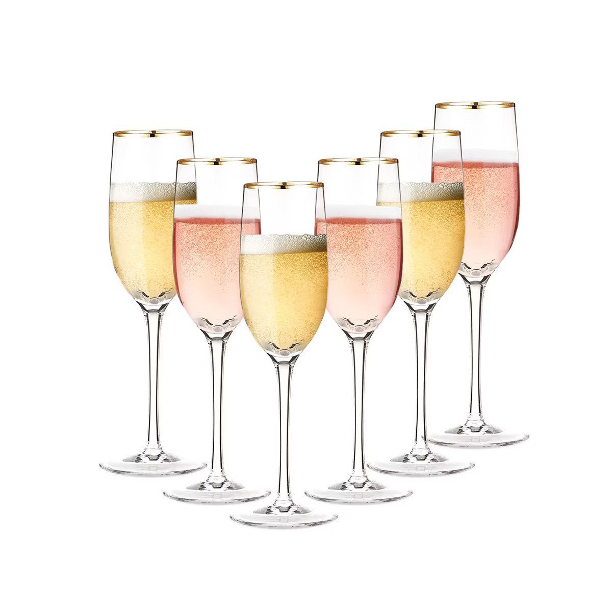 Berkware Crystal Champagne Flutes with Gold Tone Rim - 7.7oz | Target