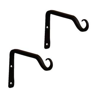 4 in. Tall Black Powder Coat Metal Straight Up Curled Wall Bracket Hooks (Set of 2) | The Home Depot