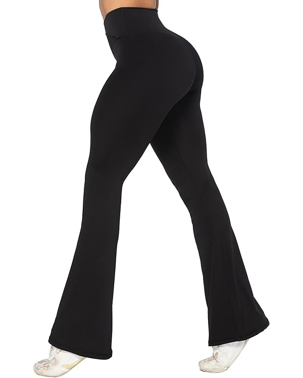 Sunzel Womens Flare Leggings No Front Seam Flare Yoga Pants with Tummy Control Crossover High Wai... | Amazon (US)