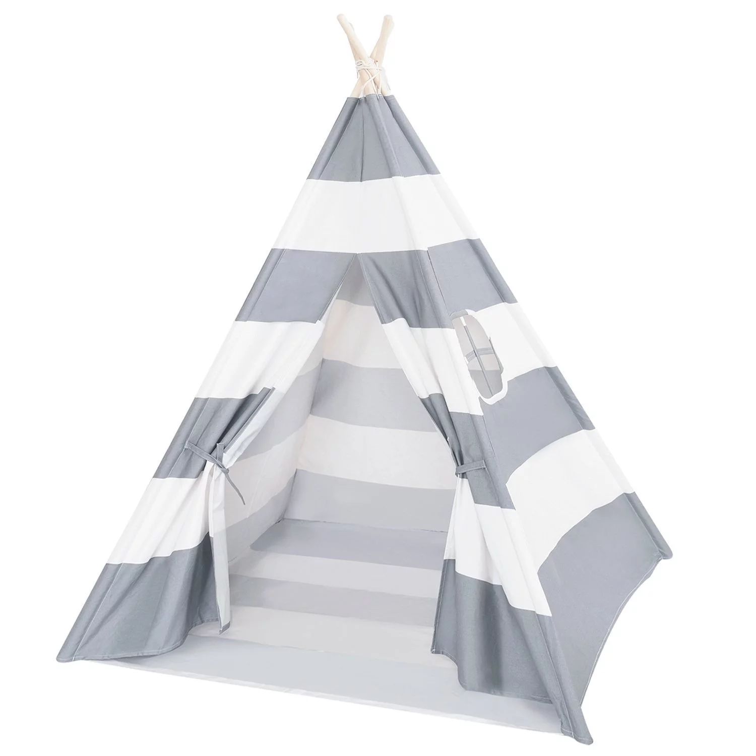 DalosDream Teepee Tent For Kids-100% Natural Cotton Canvas Children Tent-Grey Striped | Walmart (US)