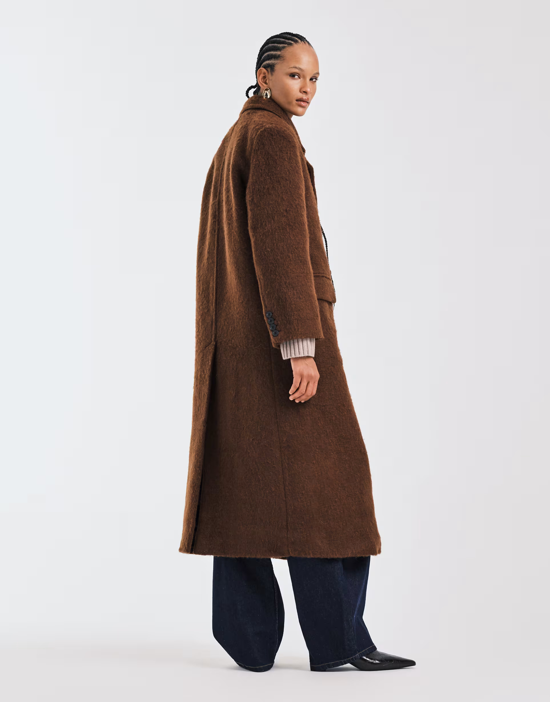 ASOS DESIGN premium brushed wool blend dad coat in toffee | ASOS (Global)
