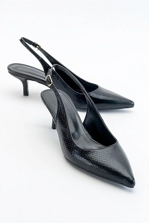 LuviShoes Preiswerte, schwarz gemusterte Damenschuhe mit Absatz | Trendyol DE