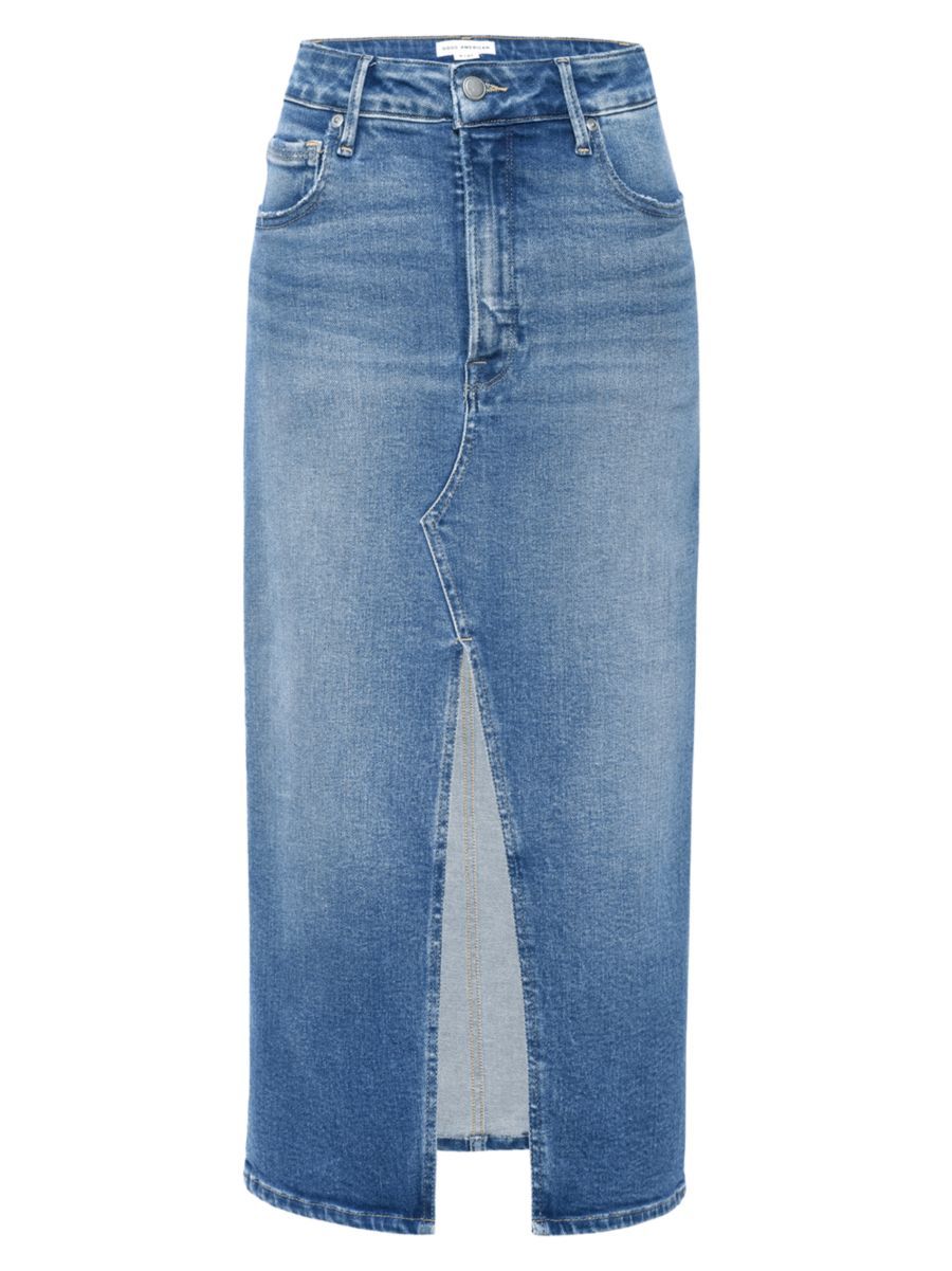 Denim Slit-Front Midi-Skirt | Saks Fifth Avenue