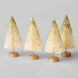 4ct 4" Decorative Sisal Bottle Brush Christmas Tree Set Natural - Wondershop™ | Target