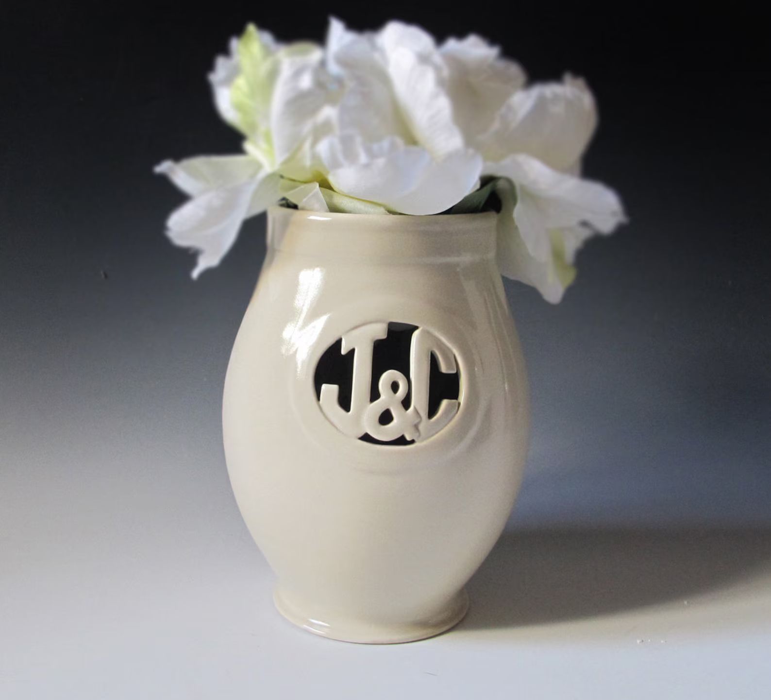 Custom Monogram Ceramic Vase With Initials & Ampersand - Etsy | Etsy (US)