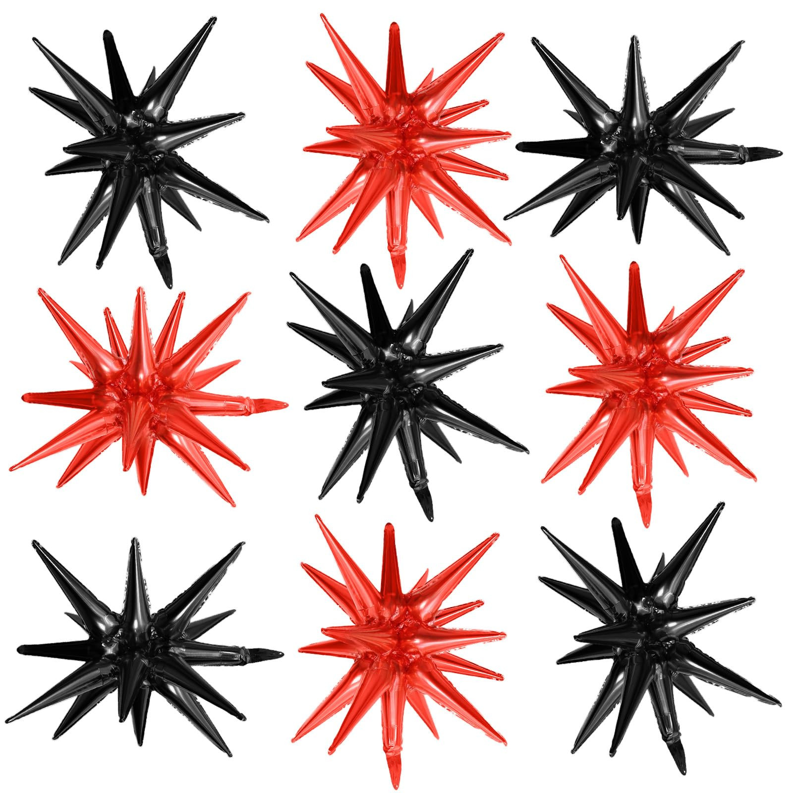Black Red Star Balloons,9Pcs 22Inch Black Red Explosion Spike Cone Helium Polyester Film Star Foi... | Amazon (US)