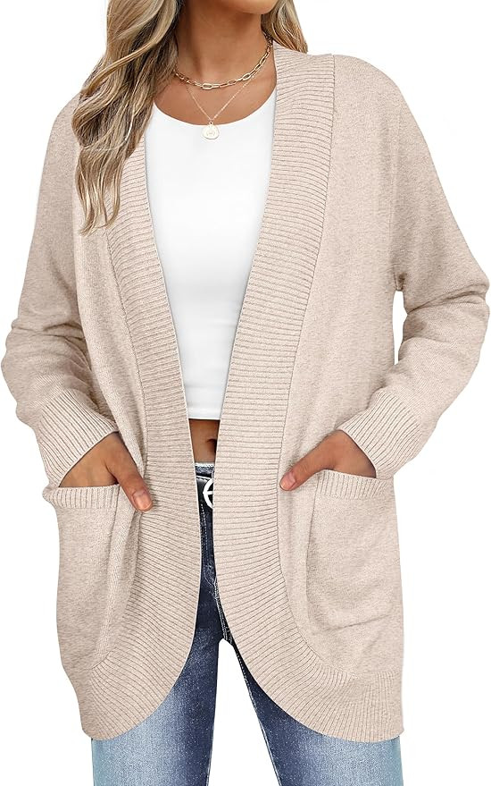 ANRABESS Womens Cardigan Sweaters Open Front Long Sleeve Shawl Neck Dressy Casual 2025 Trendy Fal... | Amazon (US)