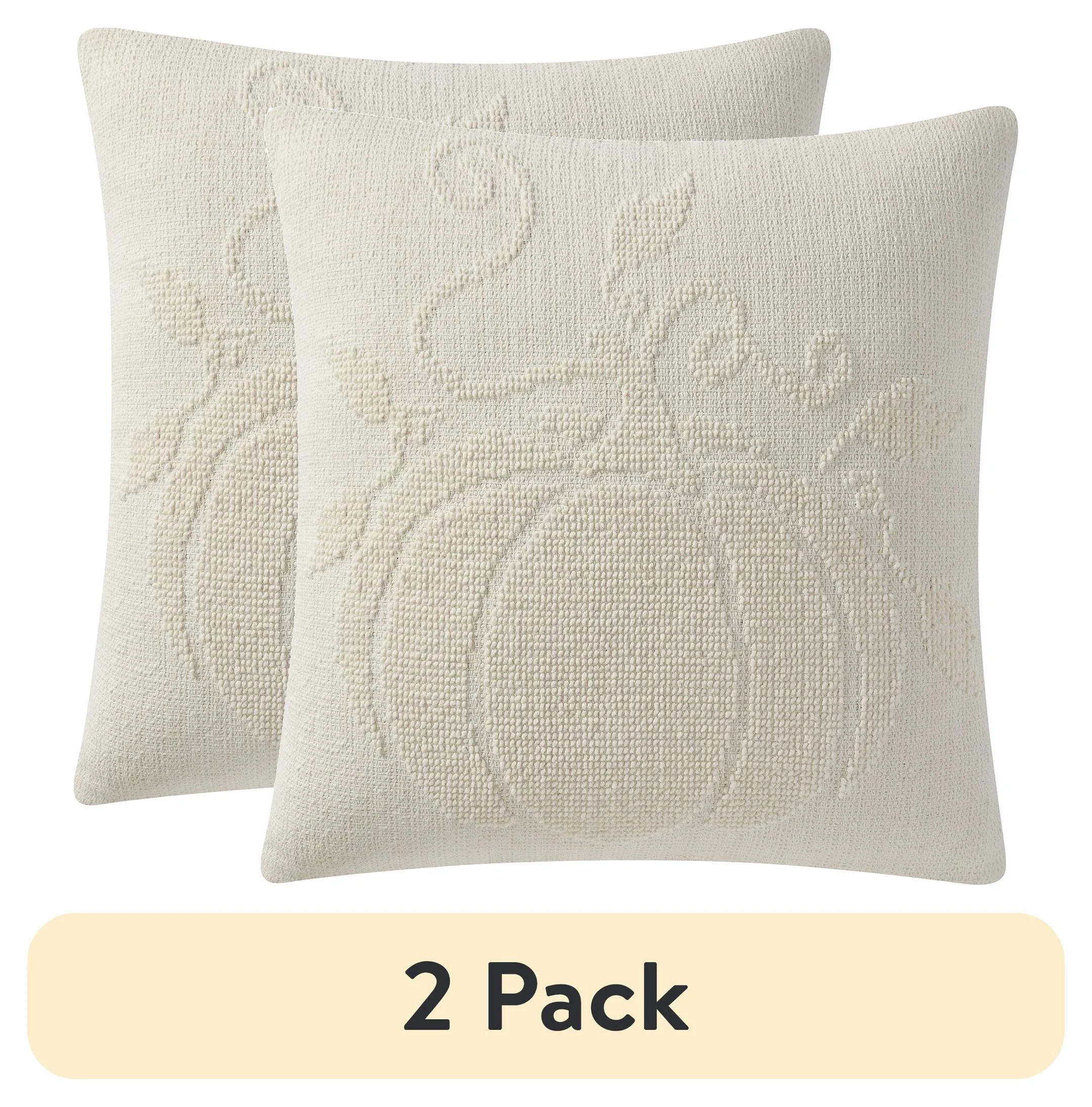 (2 pack) My Texas House 20" x 20" Jill Ivory Needlepoint Pumpkin Cotton Decorative Pillow - Walmart.com | Walmart (US)
