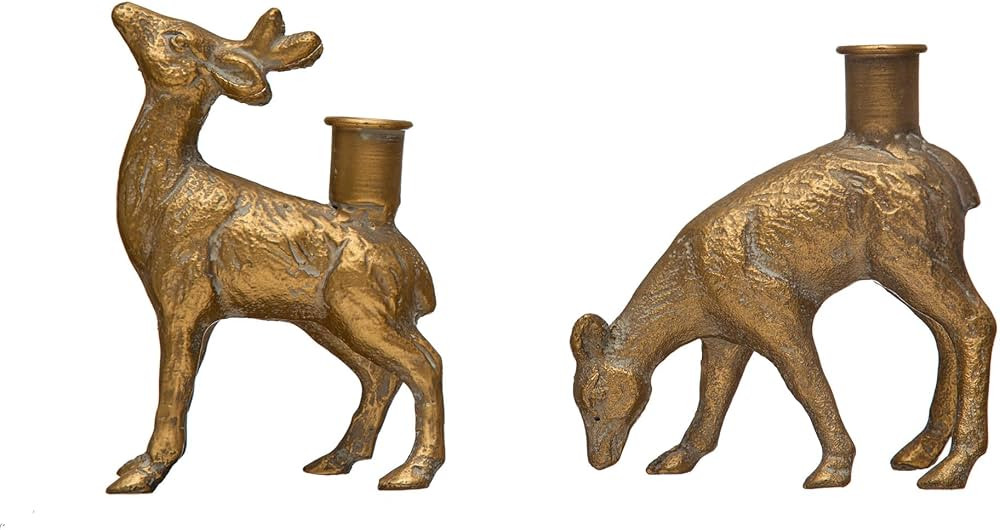 Creative Co-Op Cast Iron Deer Taper Holder, 2 Styles | Amazon (US)