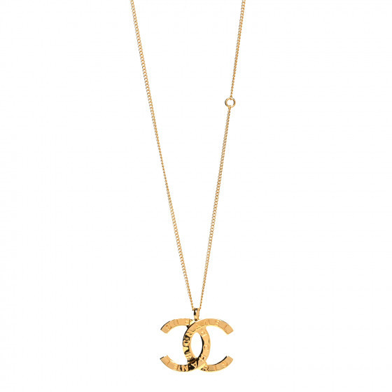 Metal CC Paris Button Necklace Gold | FASHIONPHILE (US)