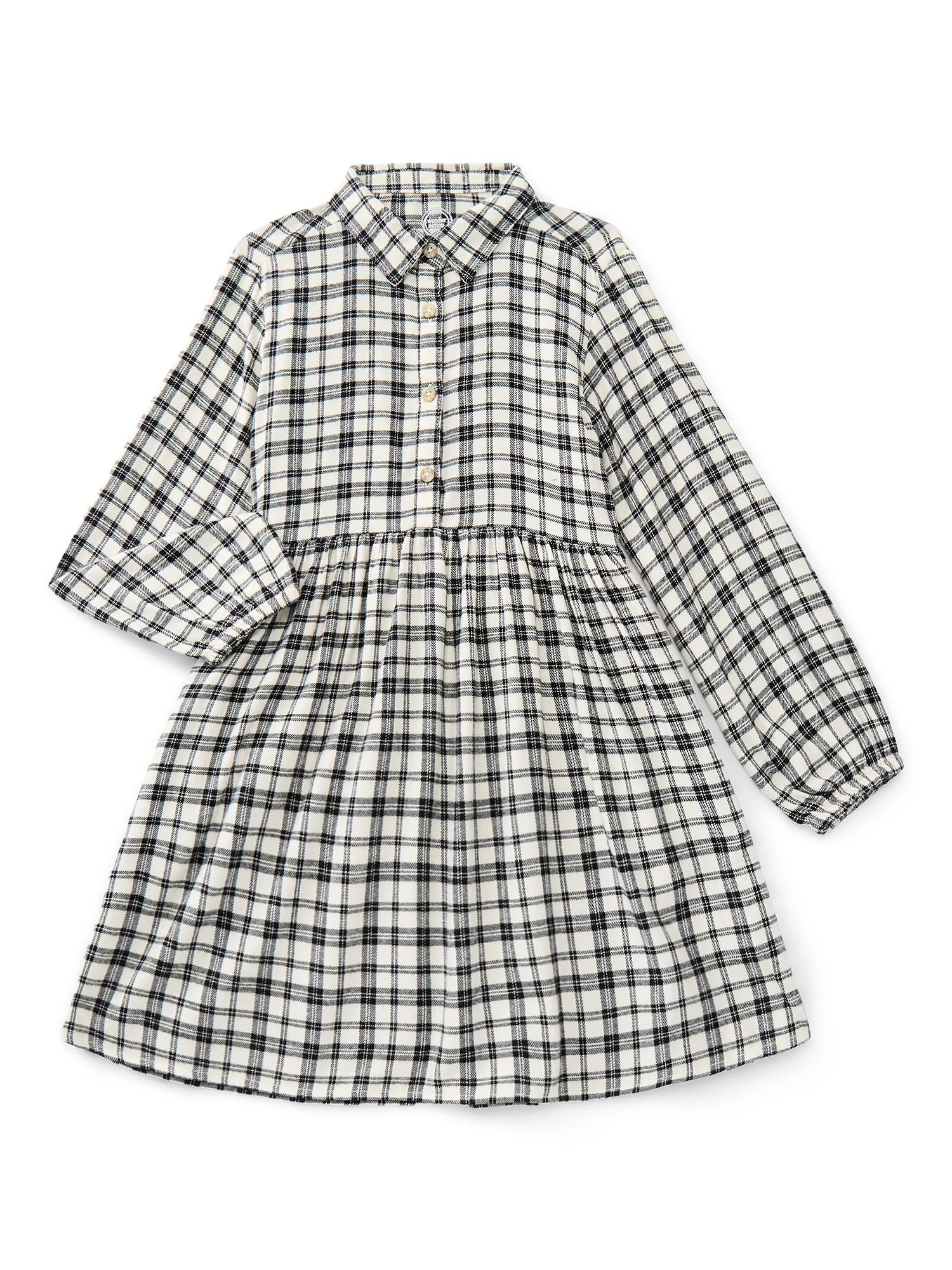 Wonder Nation Girls Flannel Dress with Long Sleeves, Sizes 4-18 & Plus | Walmart (US)
