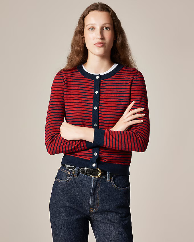 Carolyn cardigan in striped merino wool | J. Crew US