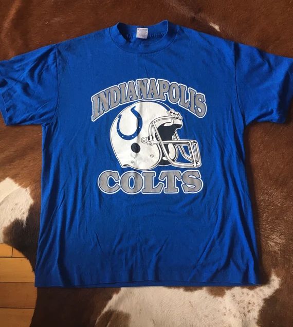 Vintage 80s 90s Indianapolis Colts NFL Football Sportswear Trench 5050 Medium Large Blue Tshirt | Etsy (US)