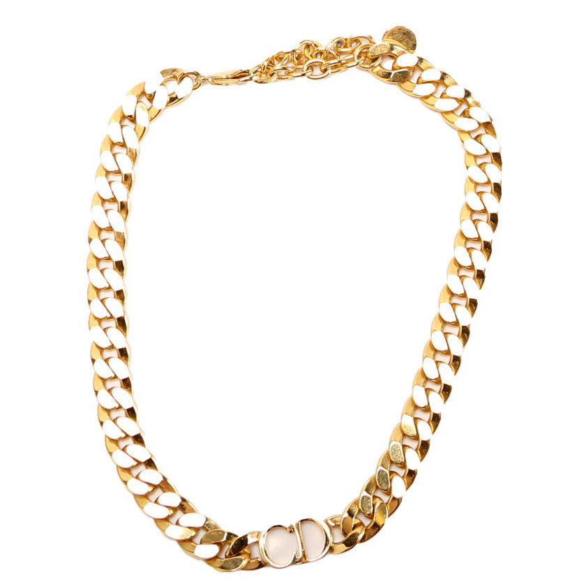 Cd Logo Danseuse Etoile Link Necklace Gold | Keeks Designer Handbags