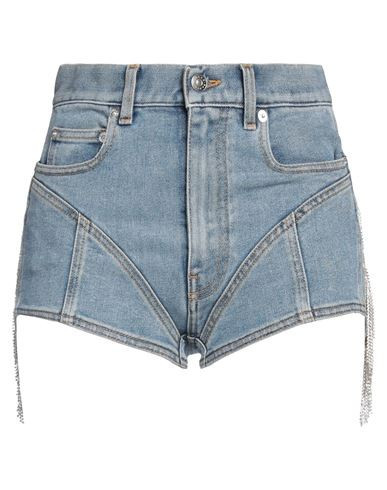 Mugler Woman Denim shorts Blue Size 4 Cotton, Elastomultiester, Glass | YOOX (US)