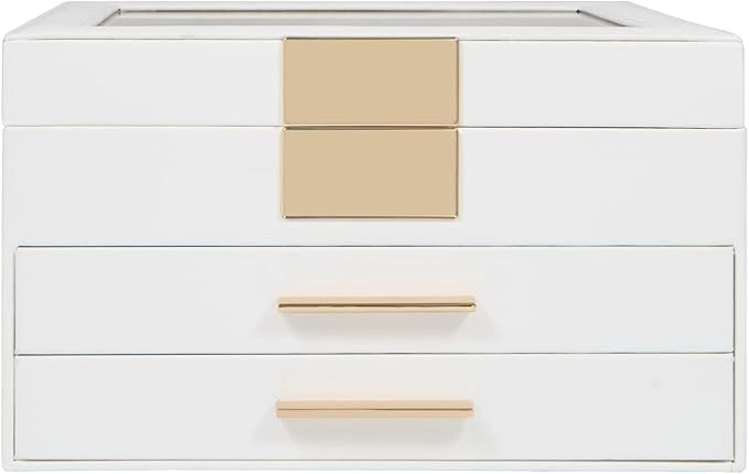 Jewelry Box with Transparent lid, 3-Layer Jewelry Organizer with 2 Drawers, Jewelry Storage Box, ... | Amazon (US)