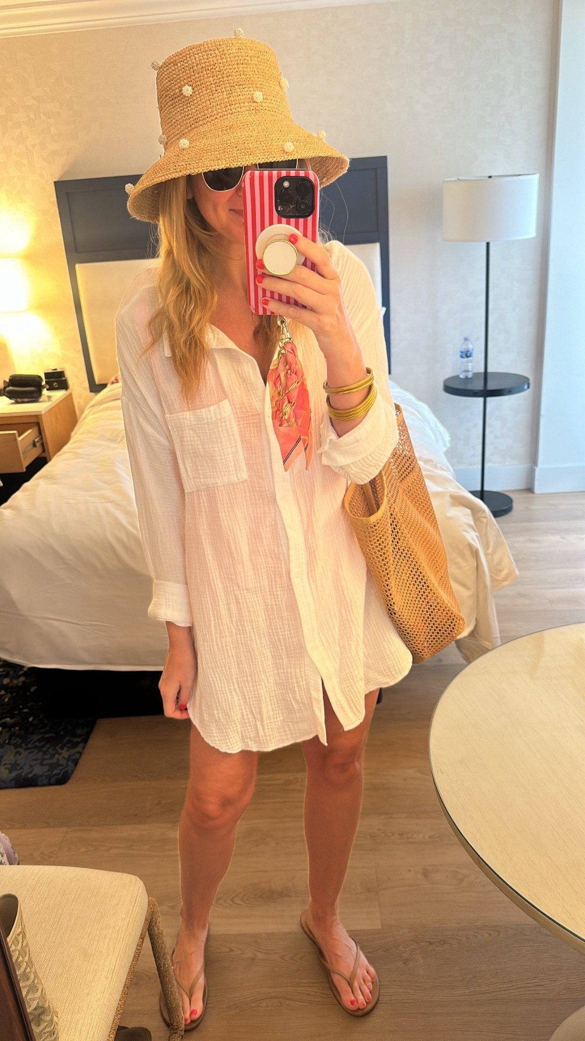 Beach day 2! This shirtdress coverup is amazing. Lightweight and the perfect length. 
