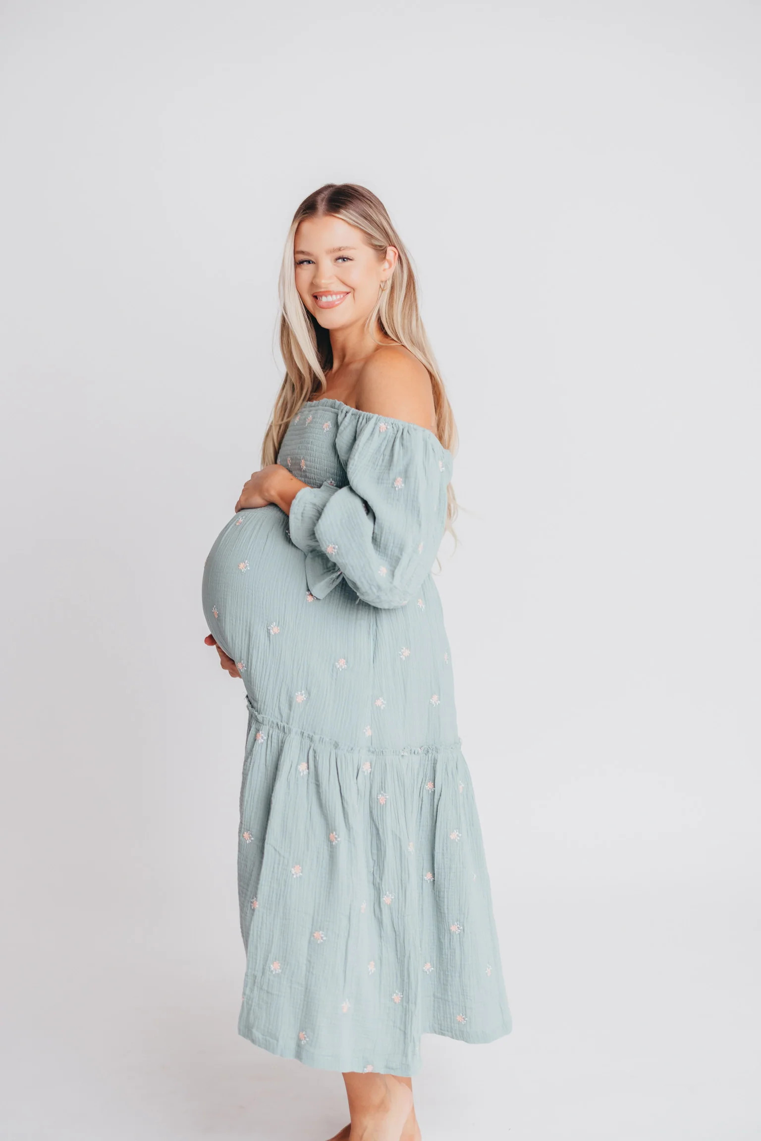 Evie Floral Maxi in Sage - Bump Friendly | Worth Collective