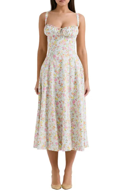 HOUSE OF CB Carmen Bustier Sundress in Floral Print at Nordstrom, Size Large D | Nordstrom