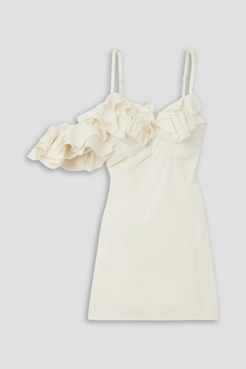 Duna ruffled grain de poudre-trimmed wool-blend mini dress | The Outnet (US and CA)