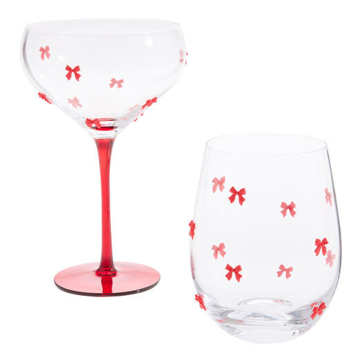 Red Bows Dimensional Bar Glass by World Market | World Market