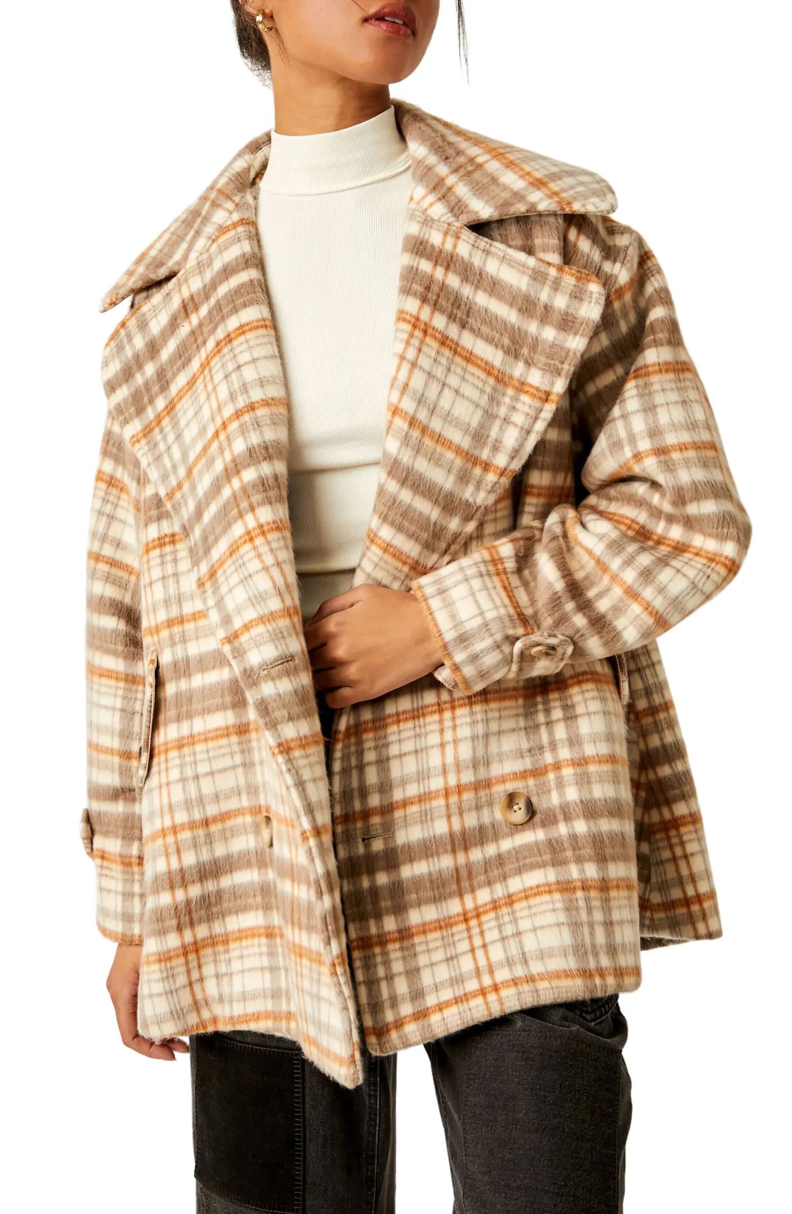 Highlands Plaid Double Breasted Peacoat | Nordstrom