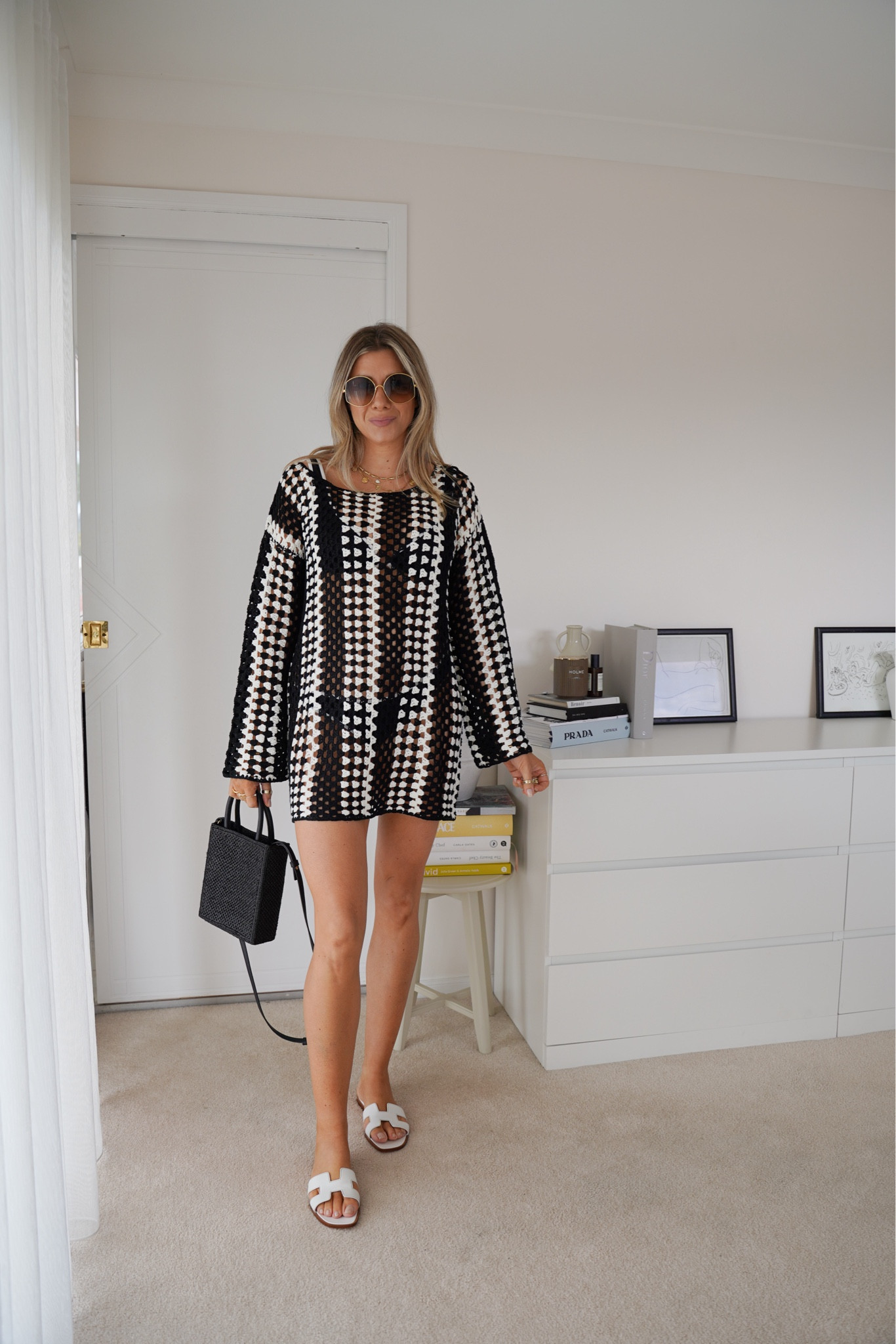 andmary Lily crochet mini dress 【Black】 Lily crochet mini dress