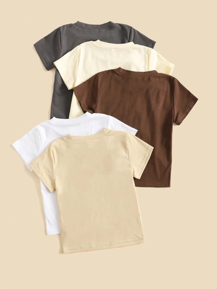 Toddler Boys 5pcs Solid Tee | SHEIN