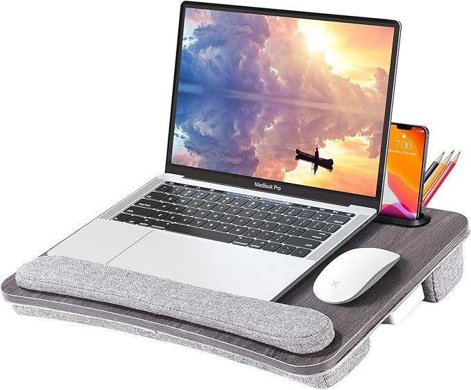 Lap Desk Laptop Bed Table: Fits up to 15.6 inch Laptop Computer lapdesk with Soft Pillow and Stor... | Amazon (US)