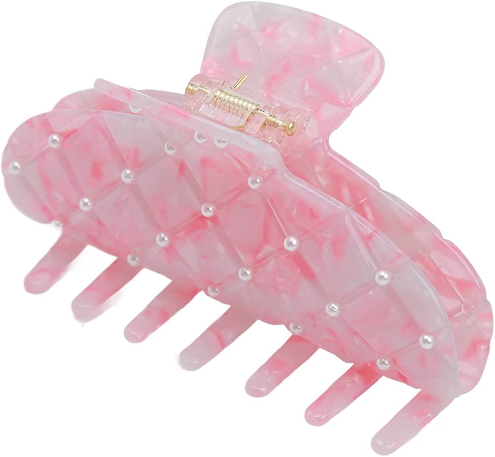 Hair Claw Clips Fashion Hair Clips with Anti Slip Design and Pearls for Women Girls (Korean Pink) | Amazon (CA)