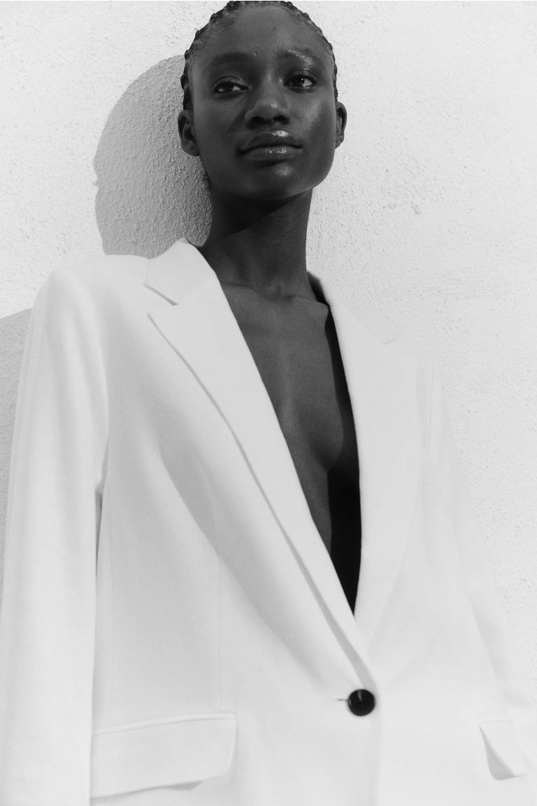 Linen-blend Blazer - White - Ladies | H&M US | H&M (US + CA)